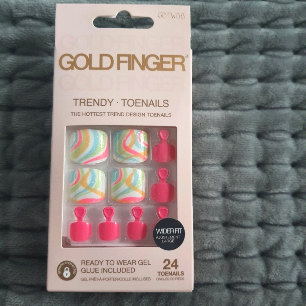 Candy pink theme Ready-to-wear stick-on toenails with gel glue